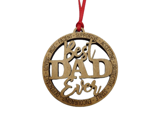 Best Dad Ever Wooden Christmas Tree Ornament