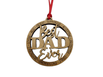 Best Dad Ever Wooden Christmas Tree Ornament
