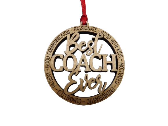Best Coach Ever Wooden Christmas Tree Ornament