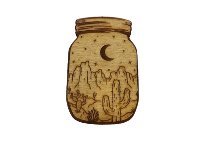 Cactus in the Mountains Mason Jar Magnet