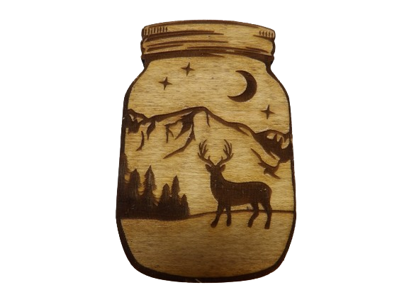 Deer in the Mountains Mason Jar Magnet