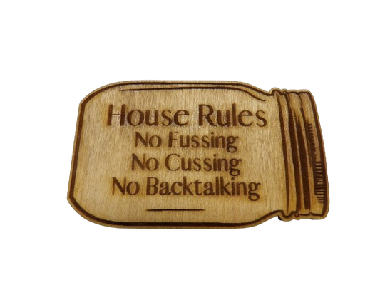House Rules Mason Jar Magnet