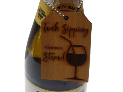 Give Me a Straw Wine Tag