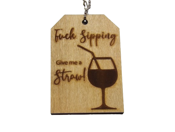 Give Me a Straw Wine Tag