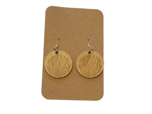 Circle Zebra Print Dangle Wooden Earrings