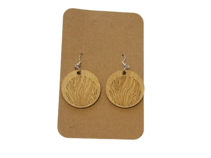 Circle Zebra Print Dangle Wooden Earrings