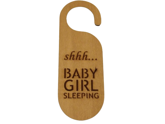 Baby Girl Sleeping Door Handle Hanging Sign