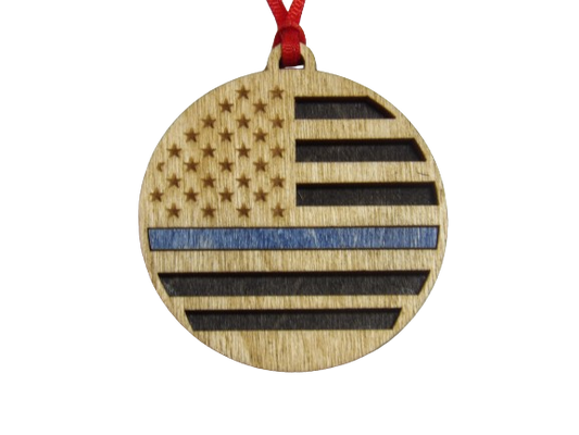 Blue Line Flag Police Ornament