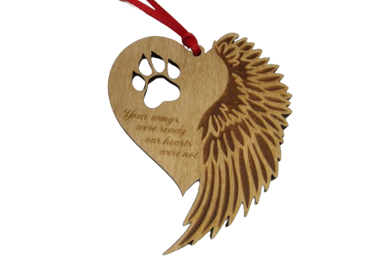 Heart and Wing Dog Memorial Ornament