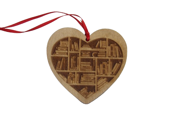 Book Lover's Bookshelf Wooden Christmas Tree Ornament