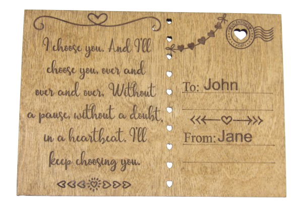 I Choose You Personalized Valentine's Day Wooden Postcard Sign