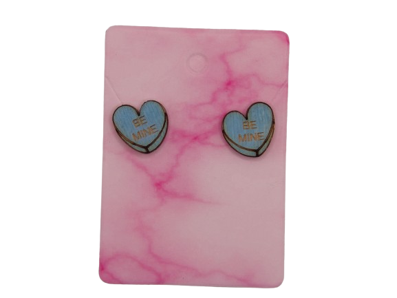 BE MINE Conversation Heart Valentine's Day Stud Earrings