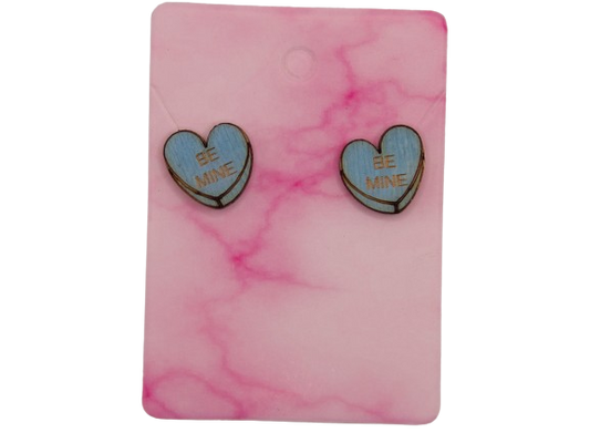 BE MINE Conversation Heart Valentine's Day Stud Earrings