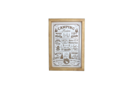 Camping Rules Framed Wooden Sign