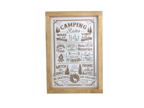 Camping Rules Framed Wooden Sign