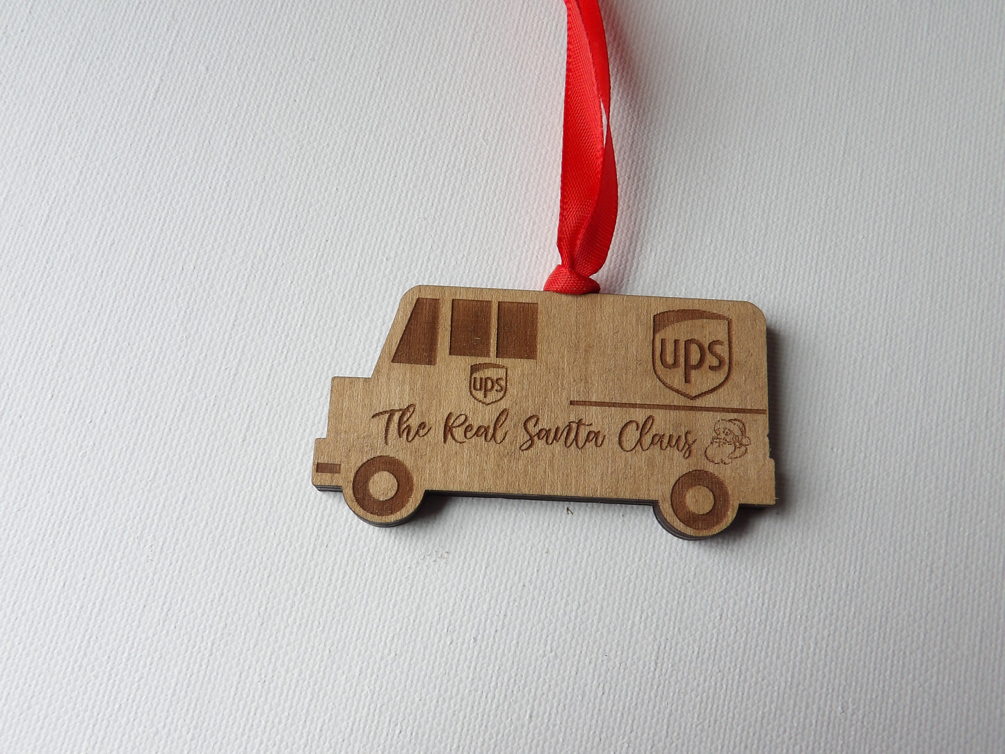 UPS Truck - The Real Santa Claus Wooden Christmas Tree Ornament