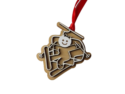 Gingerbread Woman on a Ski Lift Wooden Christmas Tree Ornament