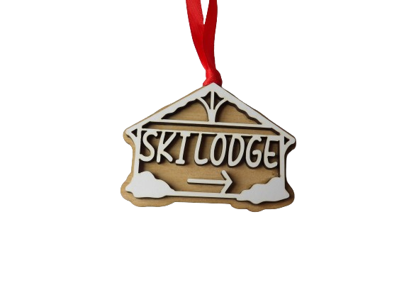 Gingerbread Ski Lodge Wooden Christmas Tree Ornament