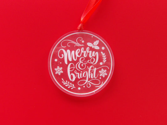 Merry and Bright Acrylic Christmas Tree Ornament
