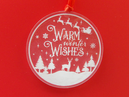 Warm Winter Wishes Acrylic Christmas Tree Ornament