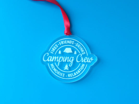 Camping Crew Clear Acrylic Christmas Tree Ornament