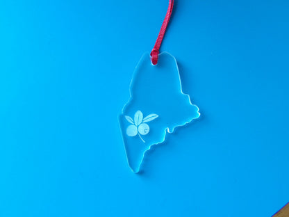 State of Maine Blueberries Clear Acrylic Christmas Tree Ornament