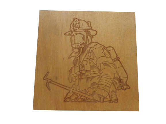Firefighter in Uniform Engraved Wooden Sign