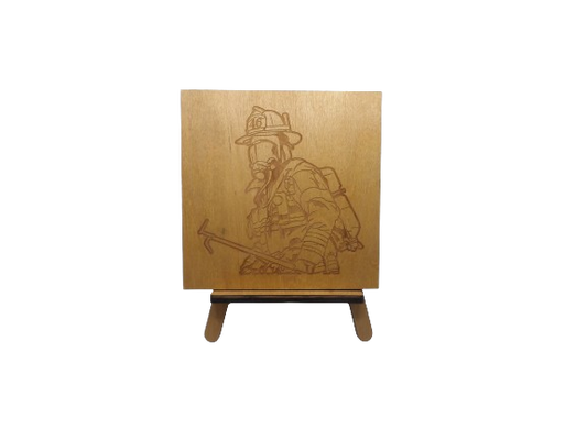 Firefighter in Uniform Engraved Wooden Sign