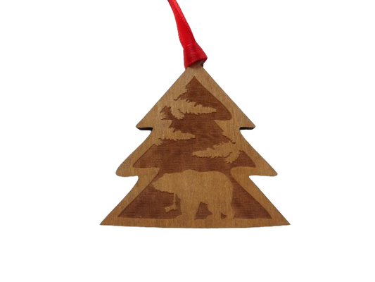 Bear in the Trees Wooden Christmas Tree Ornament