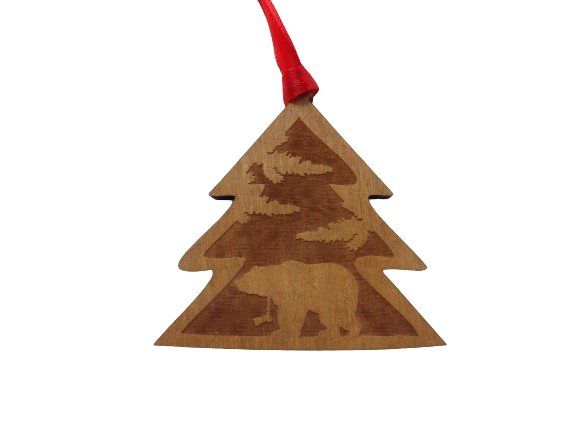Bear in the Trees Wooden Christmas Tree Ornament