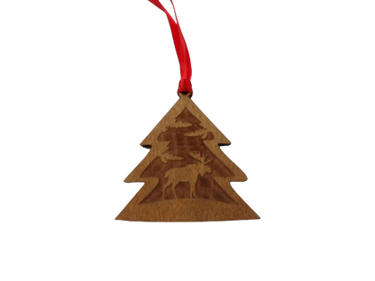 Moose in the Trees Wooden Christmas Tree Ornament