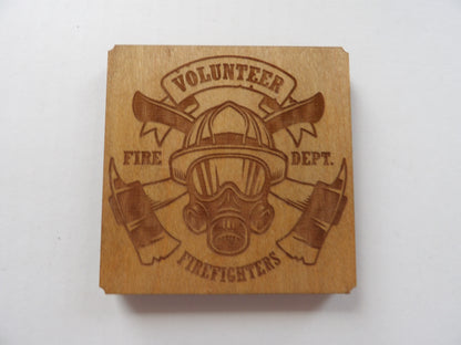Volunteer Firefighters Wooden Magnet