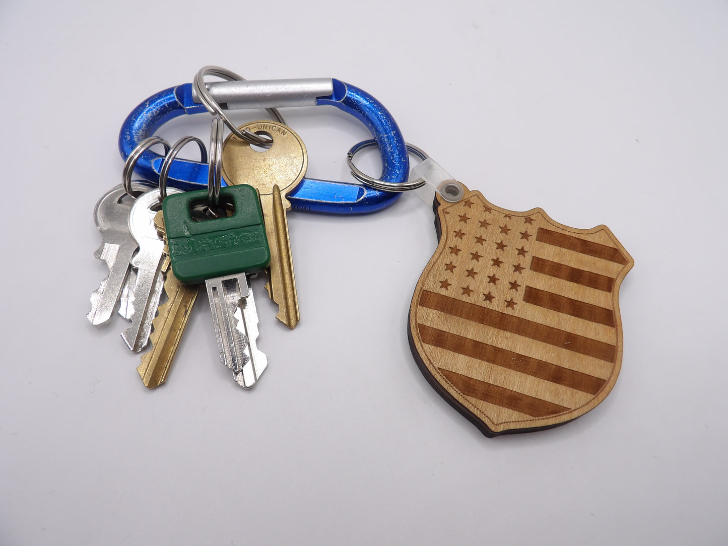 Police American Flag Shield Keychain