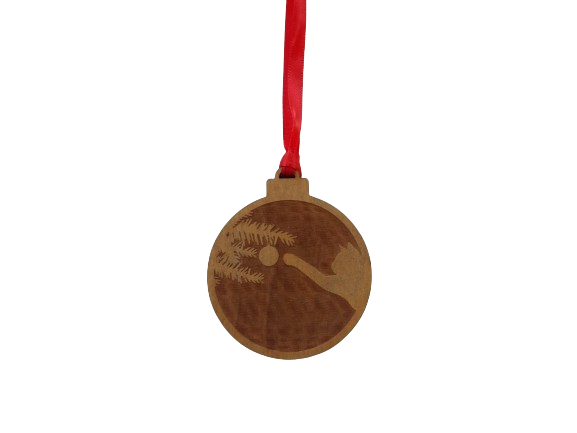 Cat Attacking a Christmas Bulb Wooden Christmas Tree Ornament