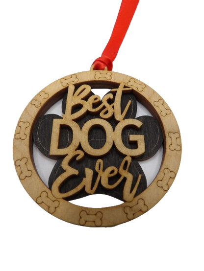 Best Dog Ever 2 Layer Wooden Christmas Tree Ornament
