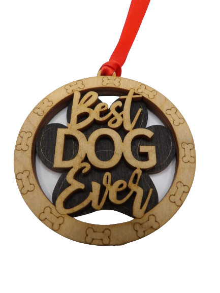 Best Dog Ever 2 Layer Wooden Christmas Tree Ornament