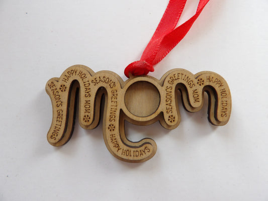 Two Layer Mom Wooden Christmas Tree Ornament