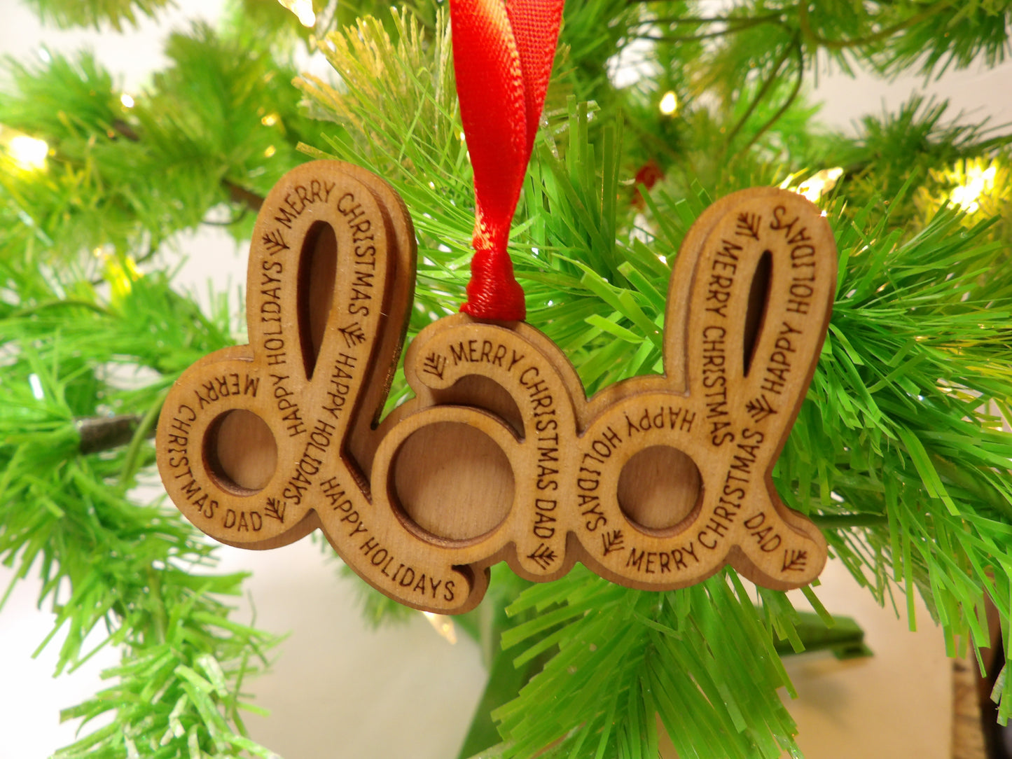 Two Layer Dad Wooden Christmas Tree Ornament