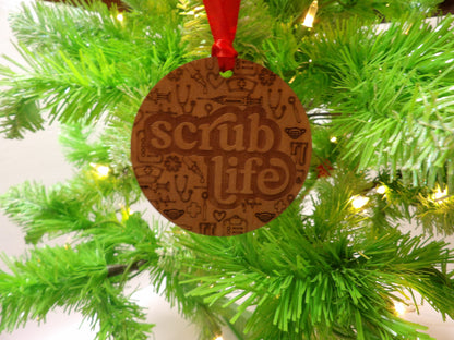 Scrub Life Wooden Christmas Tree Ornament