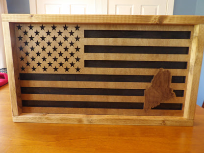 State of Maine American Flag Sign