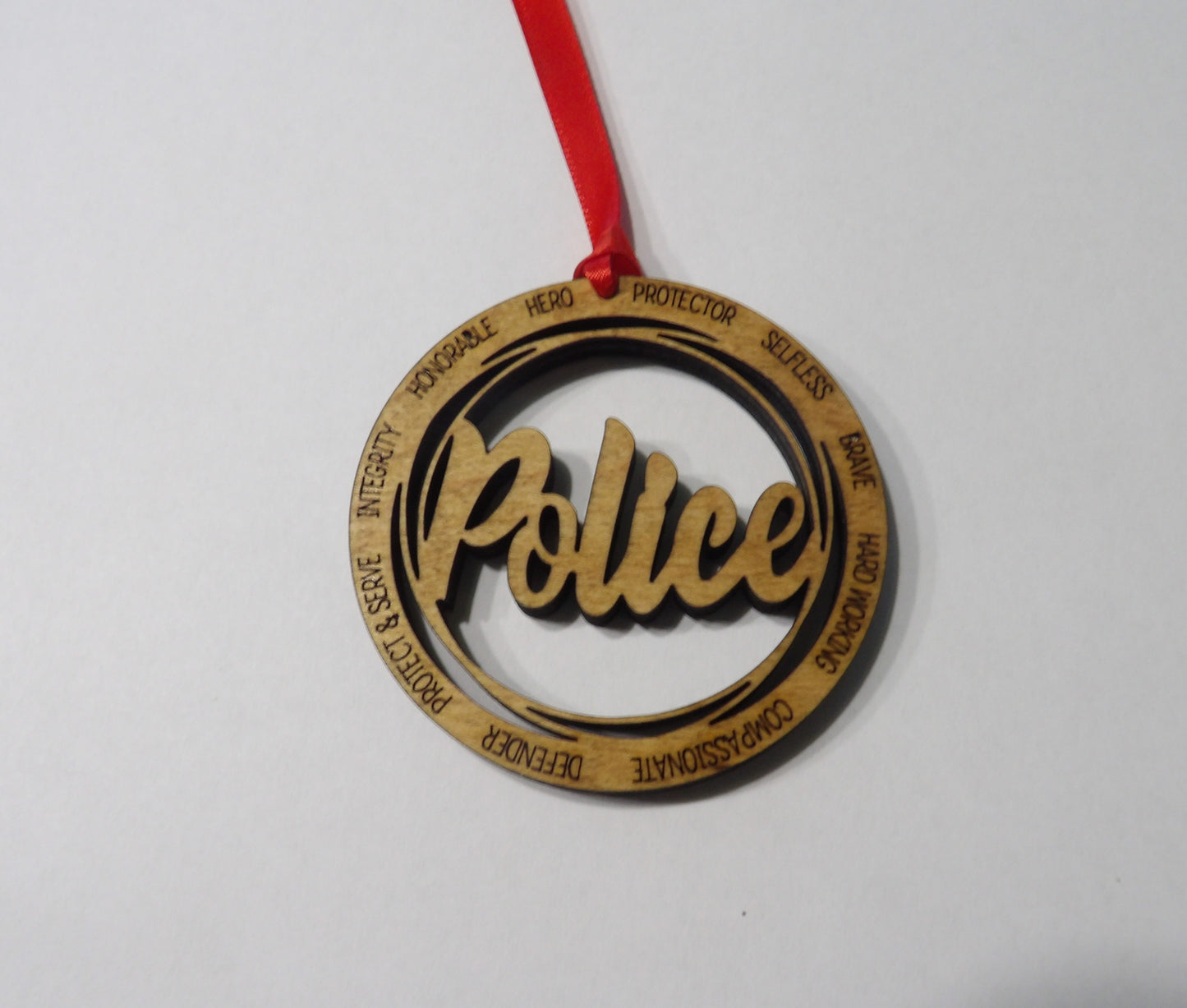 Police One Layer Wooden Christmas Tree Ornament