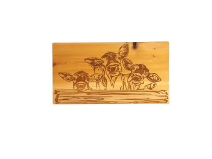Cows Against the Fence Wooden Home Decor Sign