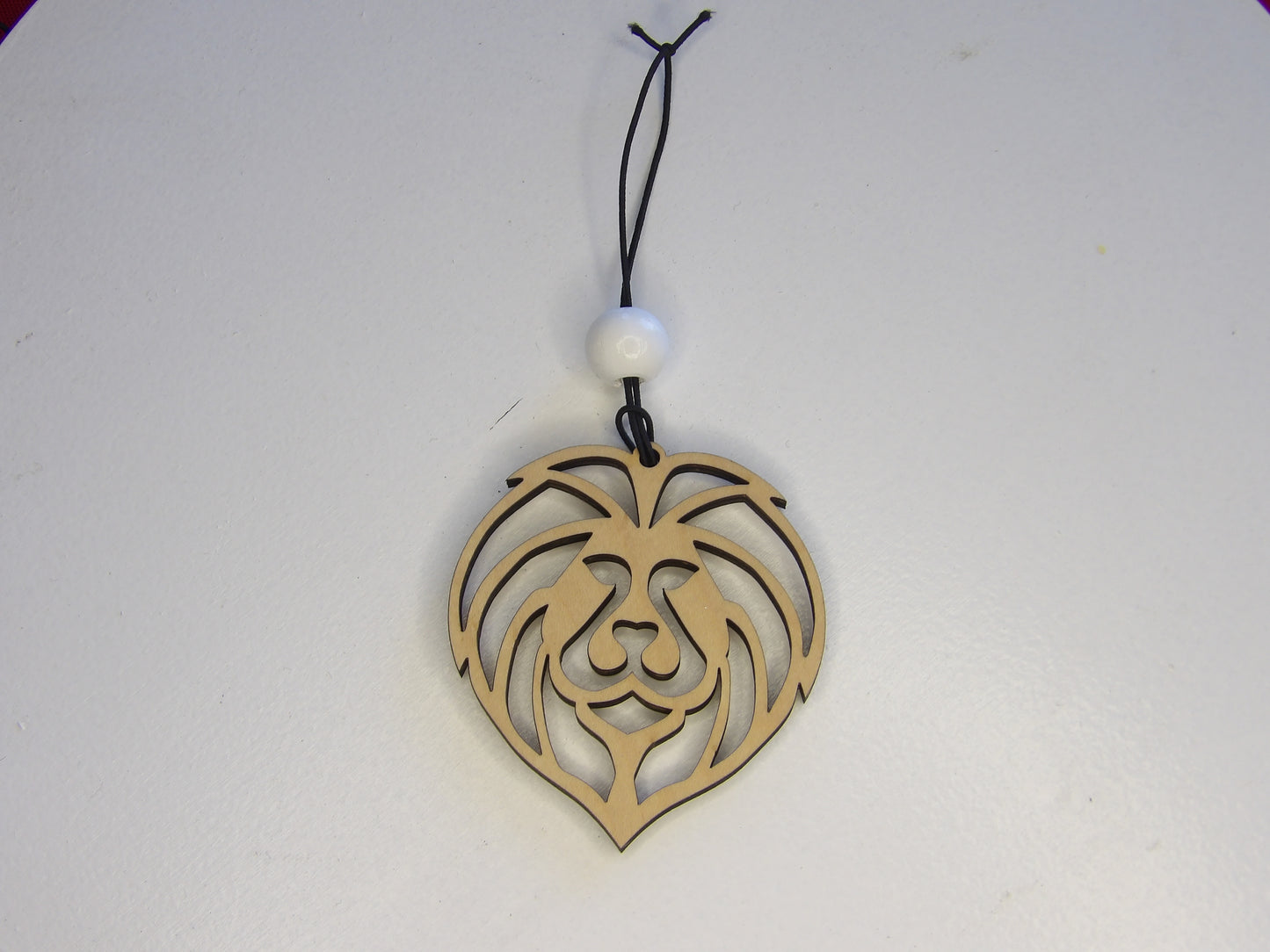 A Story of Strength and Protection: Lion Wooden Rear View Mirror Car Charm