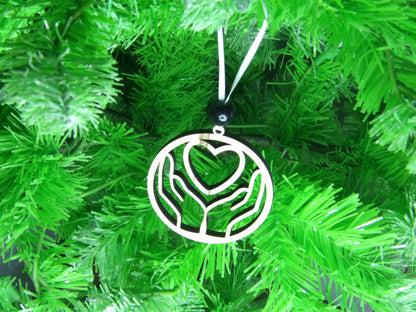 Healing Hands, Nurturing Hearts: Caregivers Wooden Christmas Tree Ornament