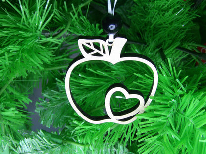 The Educators Orchard: Teachers Apple Wooden Christmas Tree Ornament