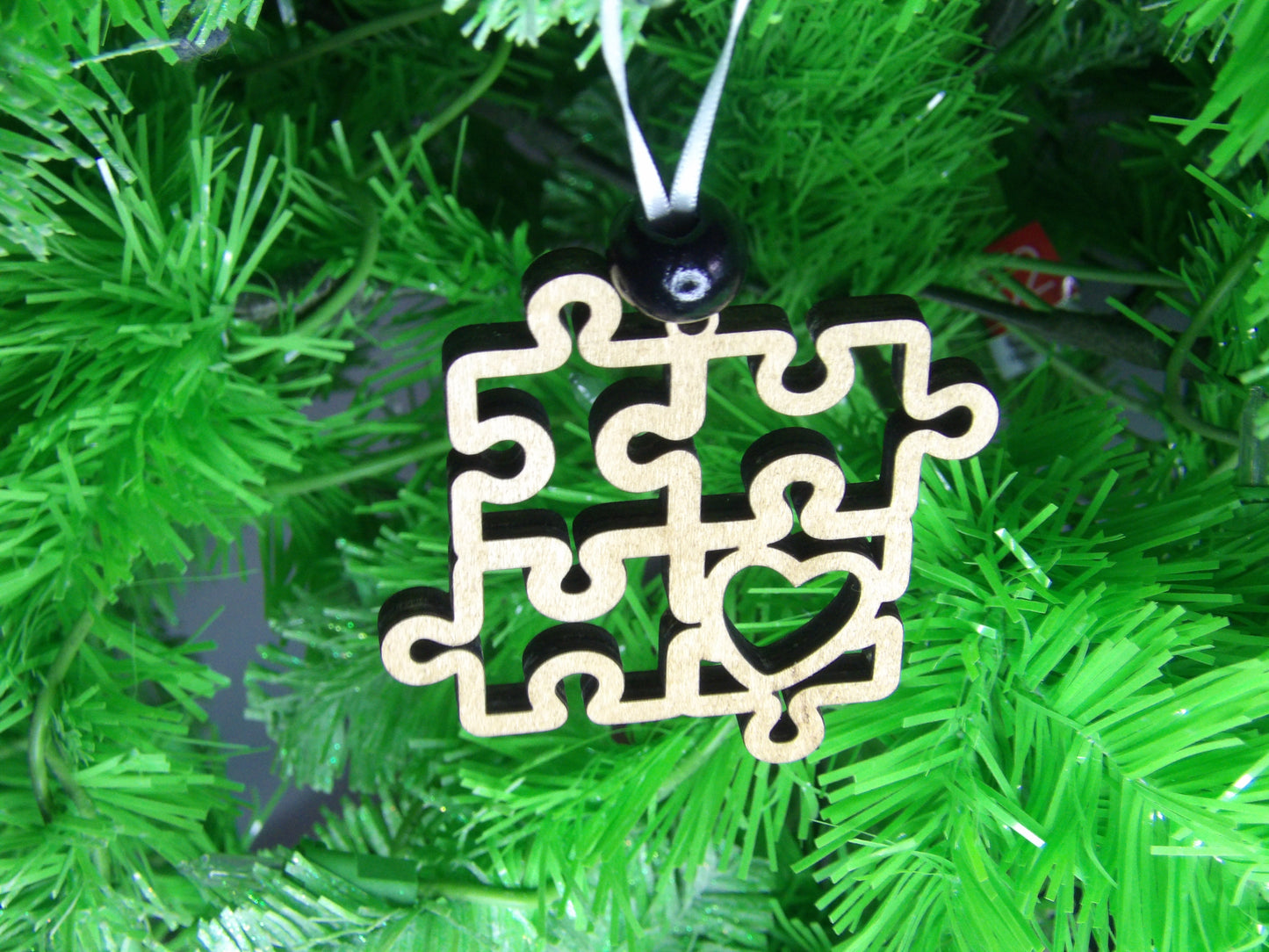 Your Unique Journey: Autism Awareness Puzzle Wooden Christmas Tree Ornament
