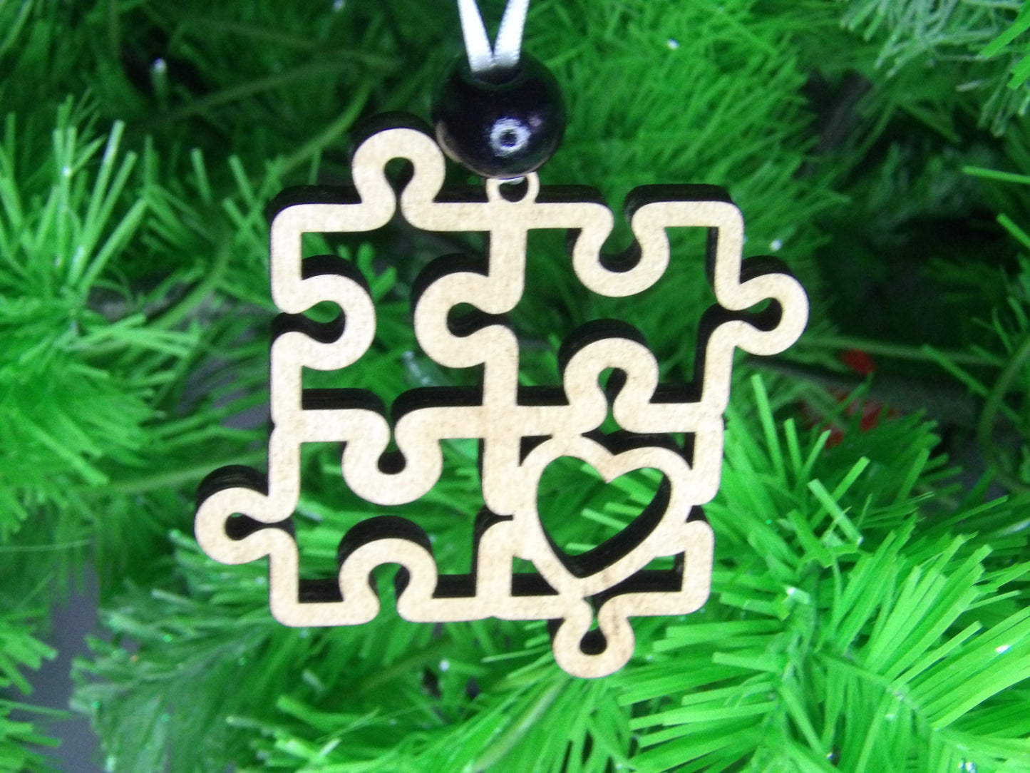 Your Unique Journey: Autism Awareness Puzzle Wooden Christmas Tree Ornament