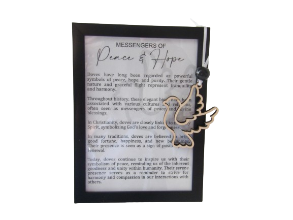 Messengers of Peace and Hope: Dove Framed Story Card and Wooden Ornament Gift Set