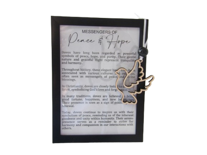 Messengers of Peace and Hope: Dove Framed Story Card and Wooden Ornament Gift Set