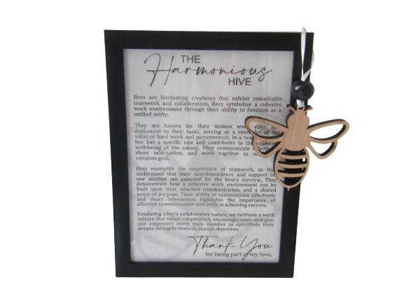 The Harmonious Hive: Bumblebee Framed Story Card and Wooden Ornament Gift Set